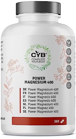 Magnesium Tabletten Hochdosiert 400mg - 365 Tabletten 1 Jahres Vorrat - Vegan - Laborgeprüft - Complete Your Body