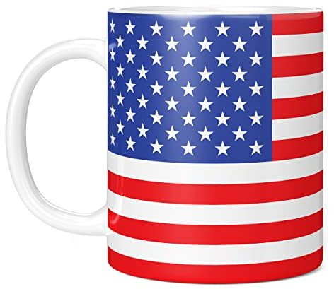 Mug Monster - Drapeau des États-Unis d'Amérique, étoiles et rayures américaines – Tasse à café en céramique, cadeau pour homme ou femme, extra large et grande tasse disponible, tasse blanche de 590 ml