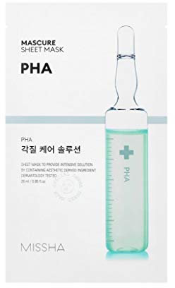 MISSHA Mascure Peeling Solution Sheet Mask PHA Gesichtsmaske Korean Kosmetik Tuchmaske Peeling-Pflege Feuchtigkeit Set 3 pcs