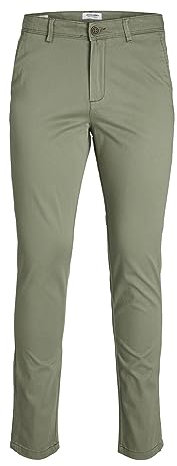 Herren Jack & Jones Chino Hose Stretch Pants Konischer Schnitt Slim Fit Look JPSTMARCO JJBOWIE, Farben:Grün, Größe Hosen:30W / 30L, Z-Länge:L30