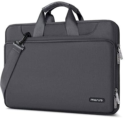 MOSISO 360 Protective Laptop Bag 17.3 inch, 17-17.3 inch Laptop Shoulder Bag Compatible with Dell, HP, Lenovo, Asus, Acer, Matching Color Sleeve with Belt, Slate Gray