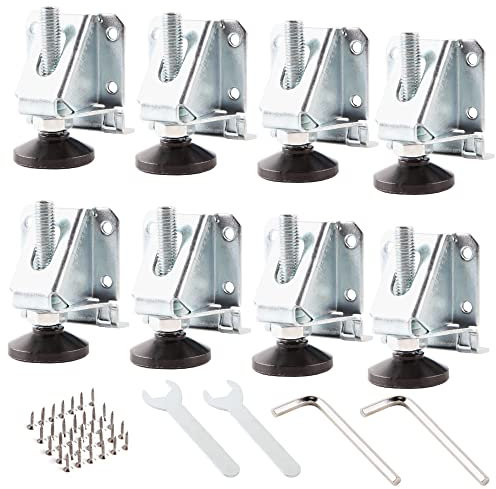 8pcs M10 Heavy Duty Lifting Leveler Adjustable Furniture leg Leveler FurnitureLeveling Feet for Tables,with Installation Screws,Lock Nuts and Wrench,Shelving Units for Cabinets,Workbench with LockNuts