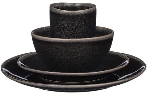 MICA Decorations Tabo Dinnerware Set schwarz 16 Teile Kombiservice, Keramik, bunt, Único
