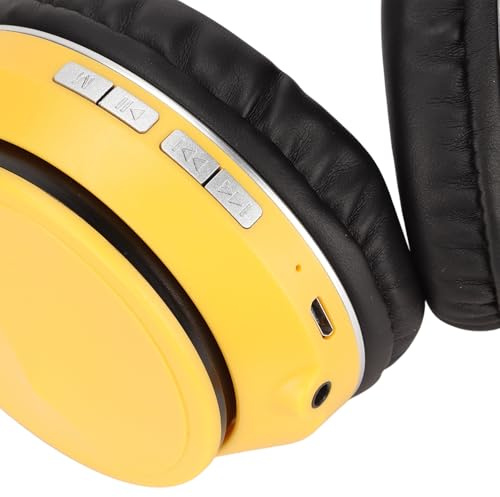 Lazmin112 Headphone, Multifunction Foldable Wireless Earphones, Support BT AUX Connection, Support Memory Card FM Playback Mode, for Sports Gaming (Yellow)