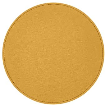 Eglooh - Apollo - Mauspad Rund aus echtem Leder Gelb cm 23x23 - Mousepad für Schreibtisch und Büro, handwerkliche Nähte und Rutschfester Boden - Made in Italy