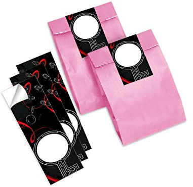 12 Geschenktüten (rosa) + 12 Aufkleber Escape Room für Mitgebsel Gastgeschenk beim Kindergeburtstag Jungen Mädchen