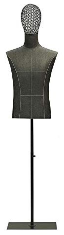 XPLKQXE Schaufensterpuppe Körper Torso, Form Männlich Schneider Puppe, Höhenverstellbar Leinen Kleid-Schmuck Anzeige, Schneiderpuppe Mit Kopf (Farbe : Black-A)