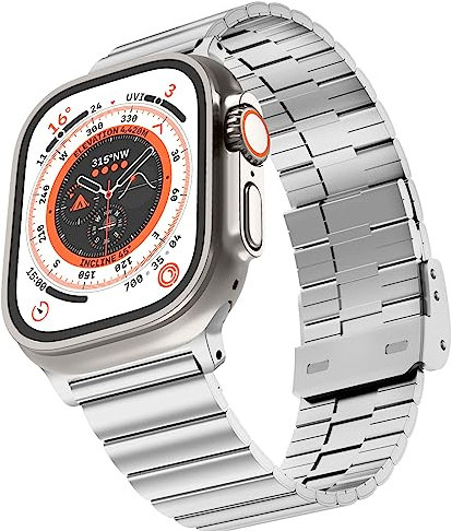 Correa para Apple Watch Ultra 49mm, Correa de Compatible con 45mm 44mm 42mm, Metal de Acero Inoxidable Correa para iWatch Series 8 7 SE 6 5 4 3 2 1, Repuesto Correa para Hombre Mujer