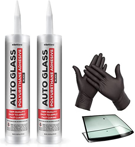 [2 Pack] Polyurethane Windshield Adhesive with Fast Curing Formula - High Bond Strength Window Sealant Compound - Easy Automotive Glass Glue - Windshield Sealant Black - Vehicle & RV Polyurethane Glue