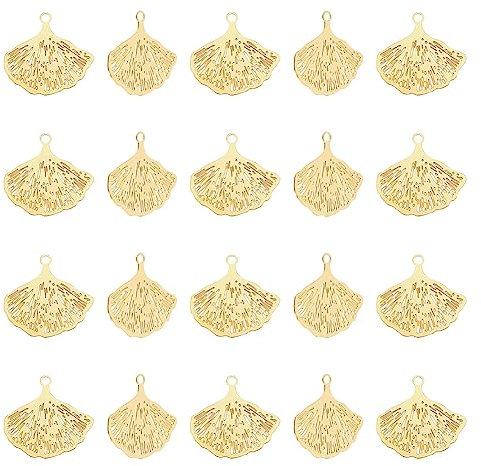 UNICRAFTALE 30 Stk Echte 18K Vergoldete 201 Ginkgoblatt Charms Metallverzierungen Pflanzen Charms Herbstblätter Tropfen Baumelnde Ohrringe Charm Für Armbänder Halsketten DIY Schmuckherstellung