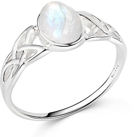 Materia Silber Ringe 925 Frauen mit Stein Mondstein keltisch SR-39-54