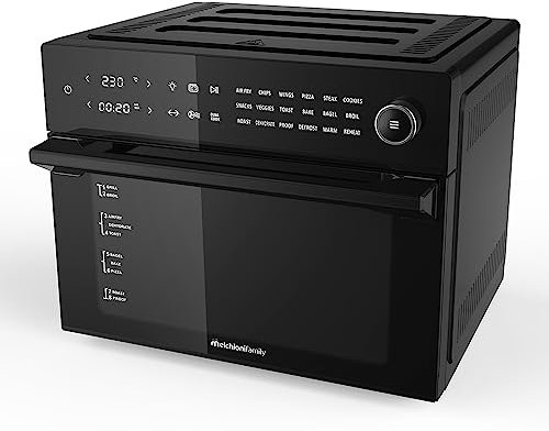 Melchioni Family | Friggitrice ad Aria BENEDETTA Capacità 30 litri, Display Digitale, Funzione Dual Cook, Air Fryer con 18 Programmi, 30-230°, Timer 12h, Colore Nero
