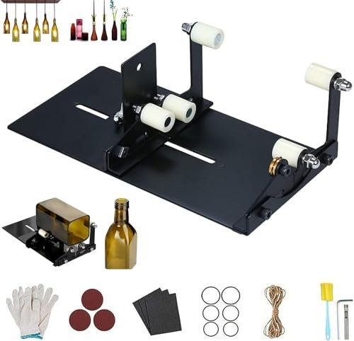 Kit tagliabottiglie regolabile in vetro da 19 pezzi, tagliabottiglie fisso in acciaio inossidabile for tagliare bottiglie di varie dimensioni e formeRotondo, quadrato, bottiglia ovale e collo di botti