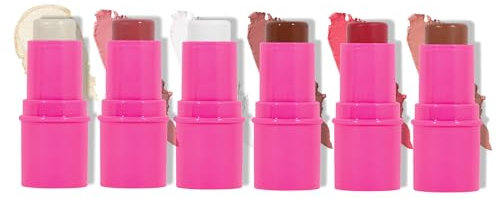 Pure Vie Contouring Stick Blush Stick, 6Farbe Cream Blush Contour Highlighter Rouge Bronzer Eyeshadow Stick Wasserfest Dauerhaft Contourstick Konturenstift Make Pp für Gesicht Wange Auge Körper