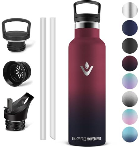 Vikaster 750ml Botella agua acero inoxidable, Termo con Pared Doble Aislamiento, Chillys bottl, Mantener 12H Caliente/24 Frío, Termo Sin BPA, para Deporte, Viaje, Escuela, Exterior, Oficina, Hogar.