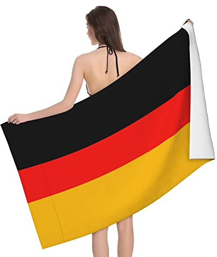 ObabO Luxuriöses Badetuch mit Deutschland-Flagge, ultraweich und sehr saugfähig, dicke große Badetücher, 80 x 130 cm