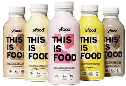 yfood Tasterpack, tasty meal replacement, THIS IS FOOD drink, 34g protein, 26 vitamins and minerals, 5 flavour Taster Pack (5 x 500ml)