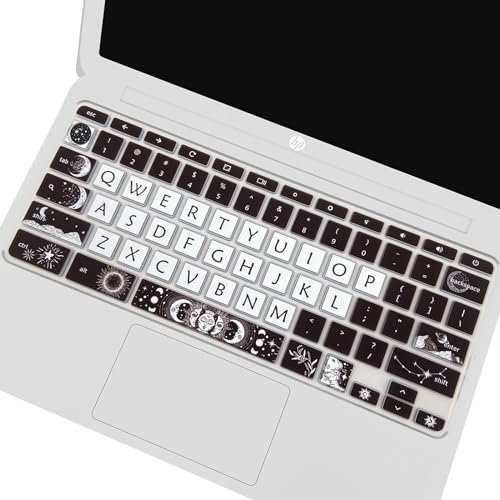 Cute Silicon Keyboard Cover Skin for HP Chromebook 11 x360 11.6, Chromebook 11 G2/G3/G4/G5/G6 EE/G7 EE 11.6’’,HP Chromebook 14-ca 14-ak14-X Series, HP Chromebook 14 G2 G3 G4 G5, Sun and Moon