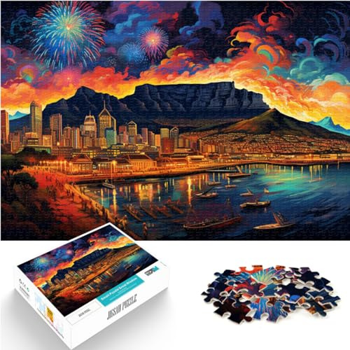 Puzzles Color Südafrika Kapstadt Art Puzzles für Erwachsene 1000 Teile Holzpuzzle Entspannungspuzzles Spiele-Denkspiel Familienspiele （50x75cm）
