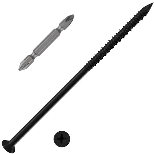 WenSilon(100 PCS) 1/4x6 Black Concrete Screw Anchor Black Flat Head for Anchoring to Masonry, Block or Brick Stucco