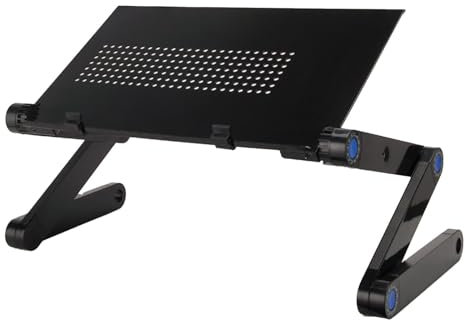 Laptop-Bett-Schreibtisch – faltbarer Laptop-Schreibtisch, Lesehalter, Notebook-Ständer, leichte Aluminiumlegierung, 360-Grad-Bett-Tablett, Buchhalter, Laptop-Ständer mit Mose-Pad und rutschfestem Clip