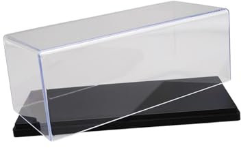 Folpus Vitrina Protectora de acrílico Transparente para Coches a Escala 1:43, Organizador, apilable, Caja de exhibición, Vitrina para modelismo de Coches, Negro 15x7.6x6.3 Cm