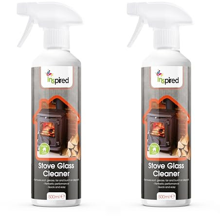 Inspired - Stove Glass Cleaner, Dissolves Soot, Grease & Tar, Suitable for Fireplaces & Hearths, Removes Residue Effectively - (2 x 500ml)