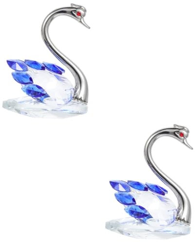 GETAJGHSD 2stücke Crystal Swan Statue Elegante Tischdekoration Aus Kristall Handgefertigte Schwanenfigur Für Wohnräume Hochzeiten Und