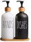 D'LYA - Set Dispensador Jabón baño y Cocina, Dosificador con Base de Bambú, 2 Piezas 500ml