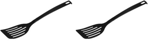 Fackelmann Schlitzwender Nero – Hitzebeständiger Kunststoffwender, 320x66x12mm, Spülmaschinenfest, Schwarz, Made in Germany (Packung mit 2)