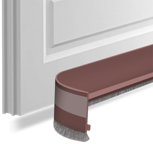 Guarnizione Autoadesiva per Porta con Spazzola Paraspifferi (Marrone, 5 cm)