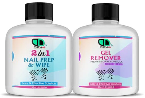 Nail Prep & Wipe + Gel Polish Remover Residue Cleaner, (30ml x 3), Gel Nail Preparation, UV LED Manicure Gel Polish Base Wipe, Multi-Purpose for Sanitising Nail Plate & Removing Tacky Layer