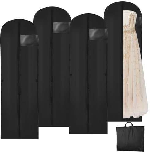 Druuzyl 4 Custodie per Abiti 180x60 cm - Borsa Portaabiti Pieghevole con Cerniera Lunga per Abiti da Cerimonia e Cappotti - Protezione Antipolvere per abito da sera