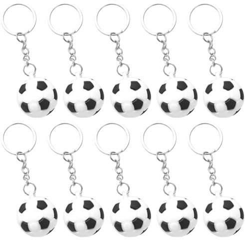 JchEnye Set di 10 appendini chiavi a forma di pallone da calcio, pallone sportivo e pallone antistress. Ideale come regalo per feste, per fan di calcio, scuole e club di calcio.