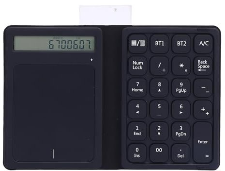 Gugxiom Número Inalámbrico de Bluetooth Padtule y Calculadora, 23 Keys Touchpad Numérico Keypad 3-In-1 Techla Ultra Delgada Plegable con Estuche de Cuero PU para la Computadora Portátil