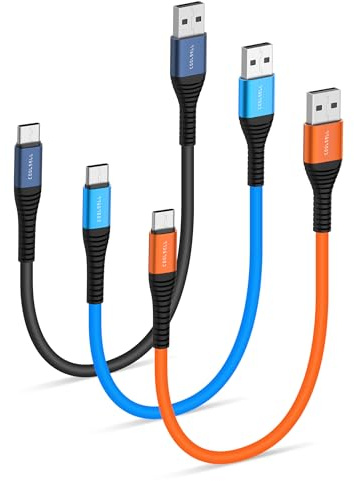 COOLSELL Silicone Short USB C Cable, 3A Fast Charging Type-C Charger Cable | Ultra soft tangle-free silicone material, Compatible with iPhone 18/17/Galaxy/Android Auto/Carplay for power bank/travel/car