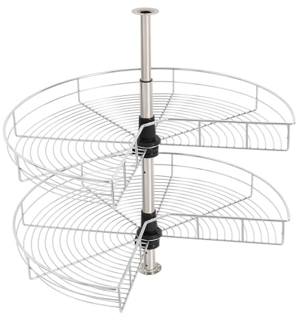 POTYYH Karussell Eckschrank, 2-Stufiger Eckschrank-Organizer 270° Drehbarer Höhenverstellbares Schrank-Karussell Küche Eck-Organizer für Töpfe, Gewürze