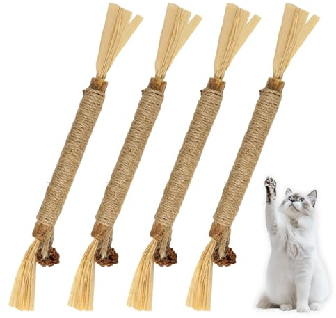 4 piezas de palitos masticables para gatos, juguetes de higiene bucal, cuidado dental, ayuda a eliminar el sarro y el mal aliento, salud e higiene dental