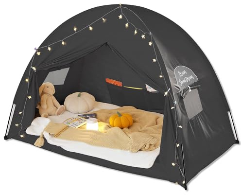 Hommi Lovvi Twin Bed Tent for Boys, Indoor Blackout Sleeping Tent with Dreamy Canopy, 3 in 1