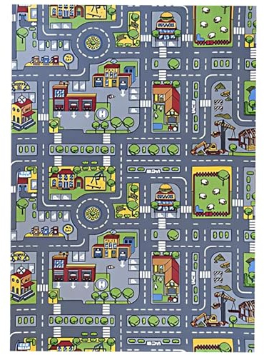 JcvPot Spielteppich Kinder, Autoteppich Kinder Mit Straßenmotiv, Spielteppich Straße Für Jungen Und Mädchen, 50 X 80 cm, Kinderteppich Jungen, Spielzeugteppich