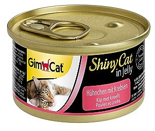 GimCat ShinyCat in Jelly Hühnchen mit Krebsen - Nassfutter mit Fleisch und Taurin für Katzen - 24 Dosen (24 x 70 g)
