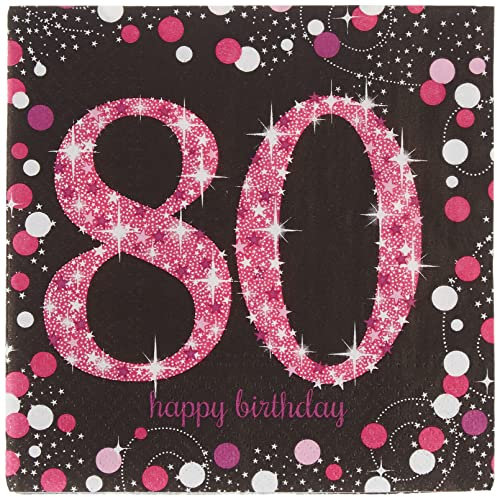 Pink Sparkling Celebration 80th Luncheon Napkins 33cm /16