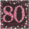 Pink Sparkling Celebration 80th Luncheon Napkins 33cm /16