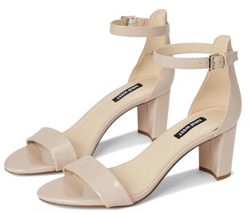 NINE WEST Wnpruce3, Sandalia con talón Mujer, Barniz Natural, 44 EU