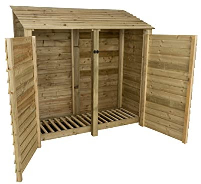 Arbor Garden Solutions wooden log store 6ft with doors, firewood storage (W-187cm, H-180cm, D-88cm), natural finish (Without kindling shelf)