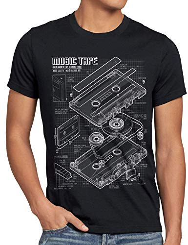 style3 Tape Blaupause Herren T-Shirt dj musikkassette Turntable Retro