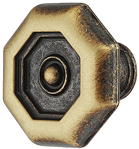 Design Möbelgriff Antik braun durchgerieben - Used-Look Möbelknopf Vintage Schrankknopf für Schubladen - H10059 | Messing Kommoden-Knopf Ø 33 mm | 1 Stück - Türknopf Landhaus-Stil mit Schrauben