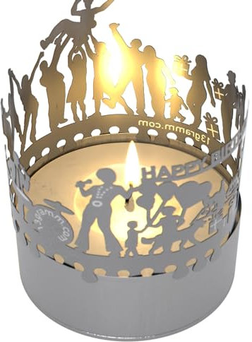 Geburtstag Windlicht Schattenspiel Geschenk, 3D Edelstahl Aufsatz für Kerze inkl. Karte