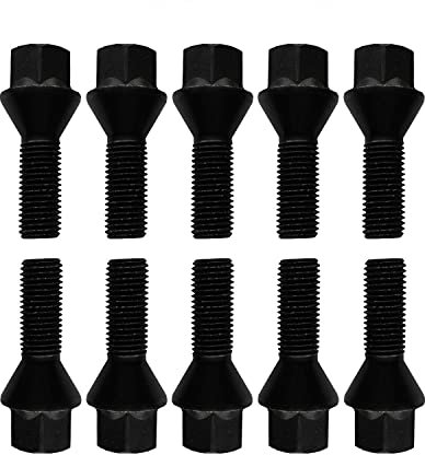10 Radschrauben Radbolzen schwarz Kegelbund M12x1,5 37mm