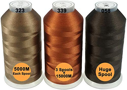 New brothread 3er Set Verschiedene Braun Farben Polyester Maschinen Stickgarn Riesige Spule 5000M für alle Stickmaschine